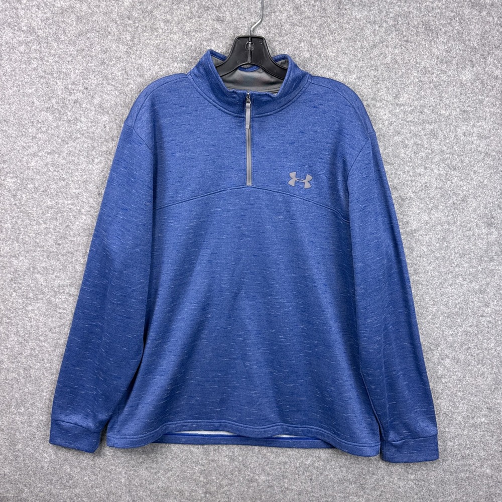 Under Armour Pullover XXL Blue Heathered ColdGear Loose Fit Fleece Quarter Zip